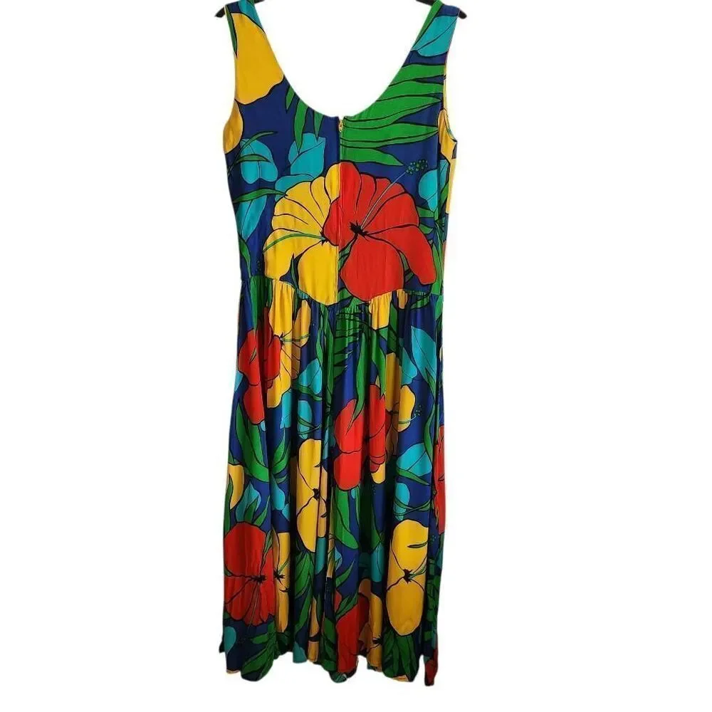 Vintage Midi Dress Jackie Bernard Eklektic Womens 6 Floral Made in USA Fit and F